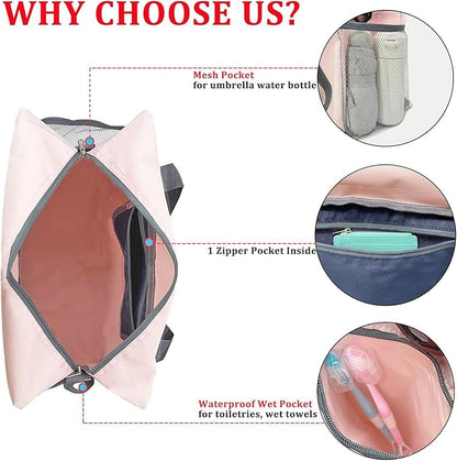 For Spirit Airlines Personal Item Bag 18x14x8 with Wet Pocket Foldable Travel Duffel Bag Underseat Carry on for Men & Women