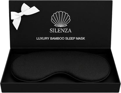 Luxury Bamboo Sleep Mask – Ultra-Soft Cooling Eye Mask for 100% Light Blocking, Adjustable Comfort Strap, Perfect for Travel & Better Sleep (Onyx)