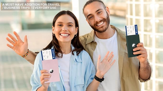 Airtag Passport Holder for Women Men Travel, Real Leather Passport Wallet, Handmade Passport Cover Case with Airtag Slot, Travel Must Haves Essentials Accessories Birthday Gift(Crazy Horse,Light Pink)