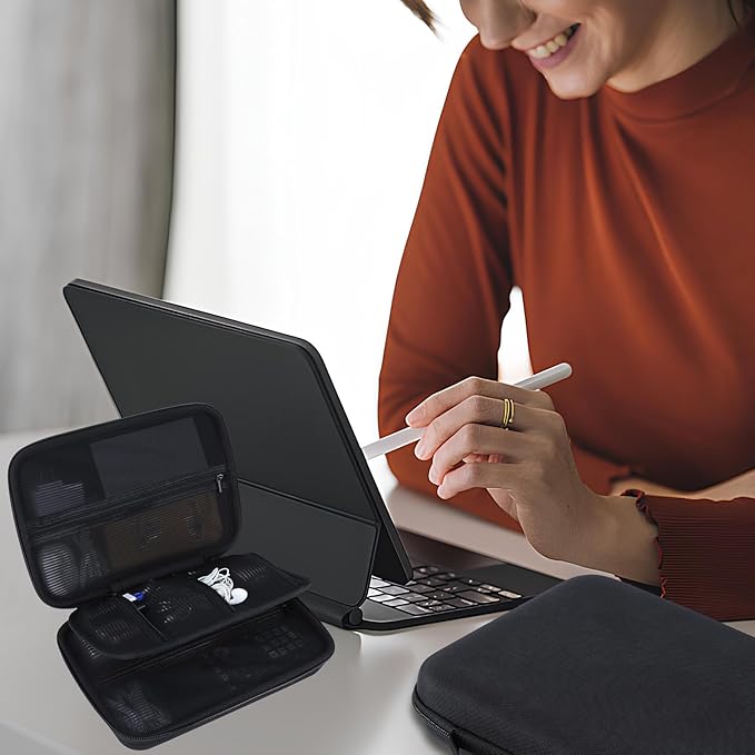 Electronic Organizer Travel Case for MacBook Power Adapter Chargers Cables Tech Organizer Hard Drive USB Flash Disk SD Card Cord Portable Electronics Accessories Bag - Large