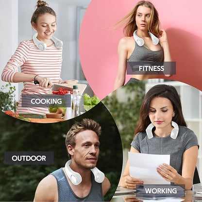 Portable Neck Fan, Hands Free Personal Fan,360° Airflow,3-16 Running Hours, 72 Wind Outlets,4000mAh Battery USB Rechargeable,3-Speeds, Birthday Gifts for Men Women(White)