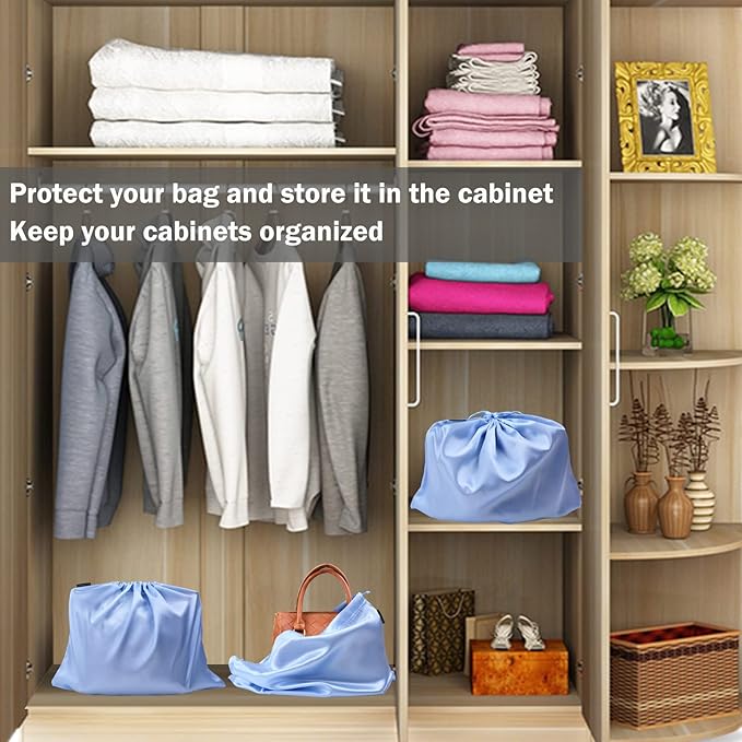 GONGKANGYUAN 6 Pack Dust Bags for Handbags – Silk Drawstring Storage Pouch, Dustproof Travel Organizer for Purses, Shoes & Boots