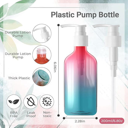 48 Pieces Empty Clear Gradient Color Pump Bottle, 8.4 oz Refillable Plastic Dispenser Bottles with Pump, Travel Lotion Container for Shampoo Hand Body Soap Oil Massage Moisturizer Face Cream Liquid