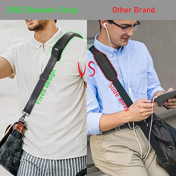 ZINZ 77 Inch Shoulder Strap Univesal Bag Strap with Fixed Pad Ultra Thick Plus Long & Breathable Cushion, Replacement Strap for Bags,Dark Gray