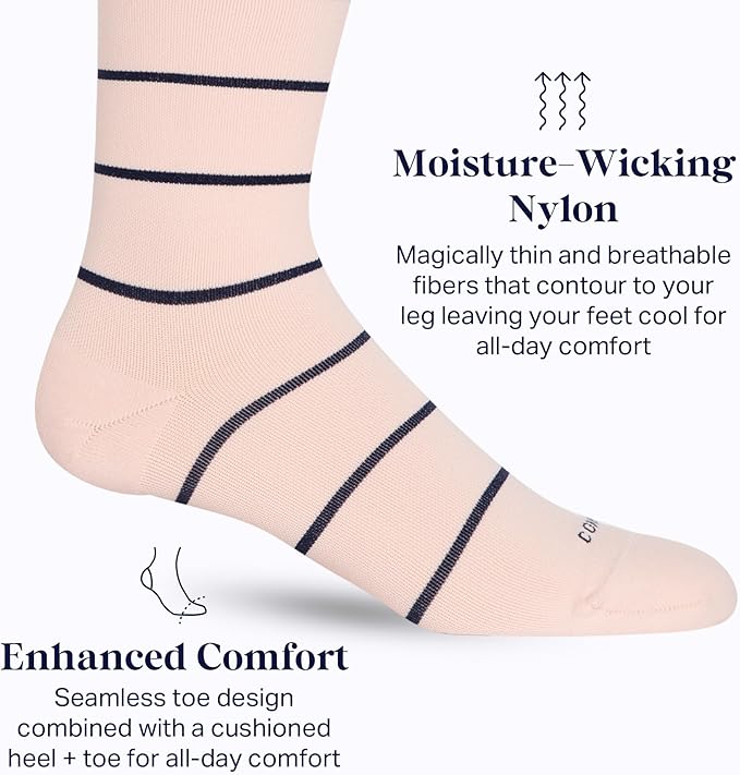 Comrad Nylon Knee High Socks - 15-20mmHg Graduated Compression Socks - Soft & Breathable Support Unisex Socks
