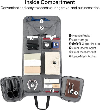MILADA Convertible 2-in-1 Garment Duffel Weekender Bag Carry On Garment Bags for Travel Hanging Clothes Suit Bag Foldable Personal Item Business Overnight Bag with Shoe Compartment, Dark Grey