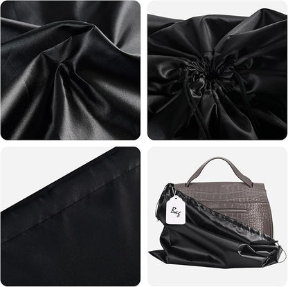 10 Pack Purse Dust Bags Large Silk Drawstring Dust Bag Cover for Handbag Shoe Storage(Black, L-23.6 × 19.6 in)