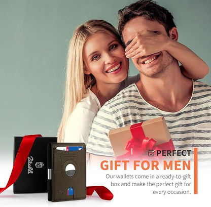 Zitahli Men's Wallets Airtag Holder Slim Rfid Leather with Gift Box