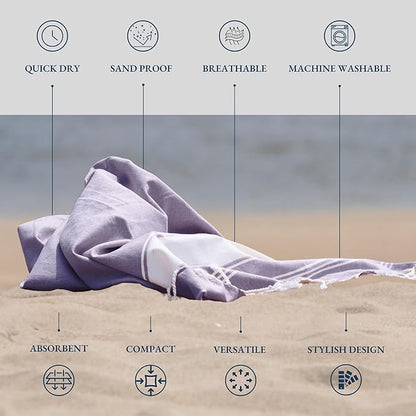 LANE LINEN Beach Towel 2 Pack - Pool Towel Oversized, Pre-Washed Extra Large Beach Towels, Sandless Beach Towel, Quick Dry Travel Towel, Large Pool Towels, 39"x71" - Day Break