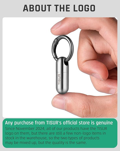 TISUR Micro Keychain Pill Holder, Titanium Pill Case Waterproof Pill Fob for Emergency Aspirin & Nitroglycerin for Travel Purse Pocket