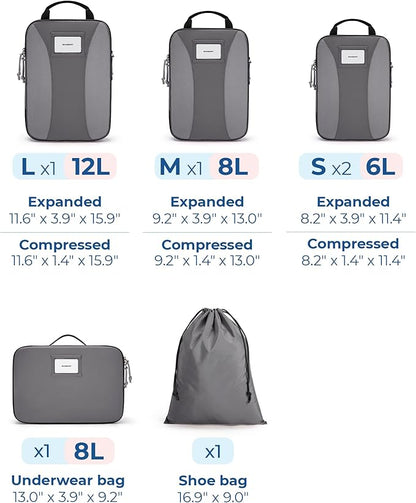 BAGSMART Compression Packing Cubes, 6 PCS Packing Cubes for Suitcases, Travel Bags Organizer for Luggage, Lightweight Packing Cube for Travel Essentials