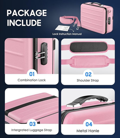 Fireproof Document Box with Lock, Hard-Shell Fireproof Safe for Home Documents, Portable Travel Fire Proof File Box for Passport Laptop Certificates, Rose Gold