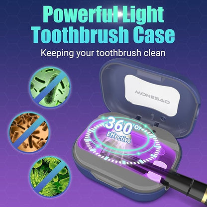 MONESAO Toothbrush Sanitizer Covers, Toothbrush Case with Violet Light - Rechargeable Cleaner Case - Auto Home Travel Tooth Brush Cap Box for Any Electric and Manual Toothbrushes (Purple)