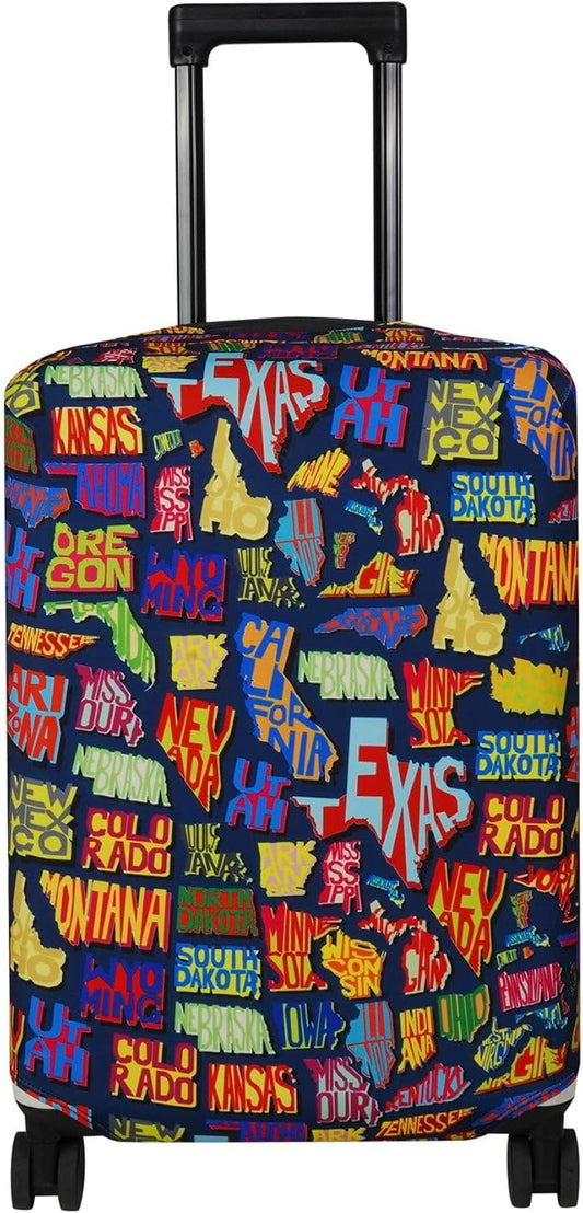 Explore Land Travel Luggage Cover Suitcase Protector Fits 31-32 Inch Case (America Map, XL)