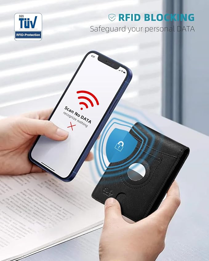 Zitahli Men's Wallets Airtag Holder Slim Rfid Leather with Gift Box