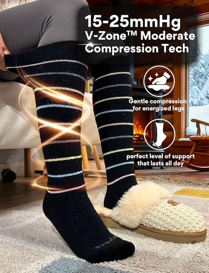 Alpaca Wool Heavyweight Knee High Compression Socks, Thick Winter Thermal Warm Soft Circulation Travel Flying