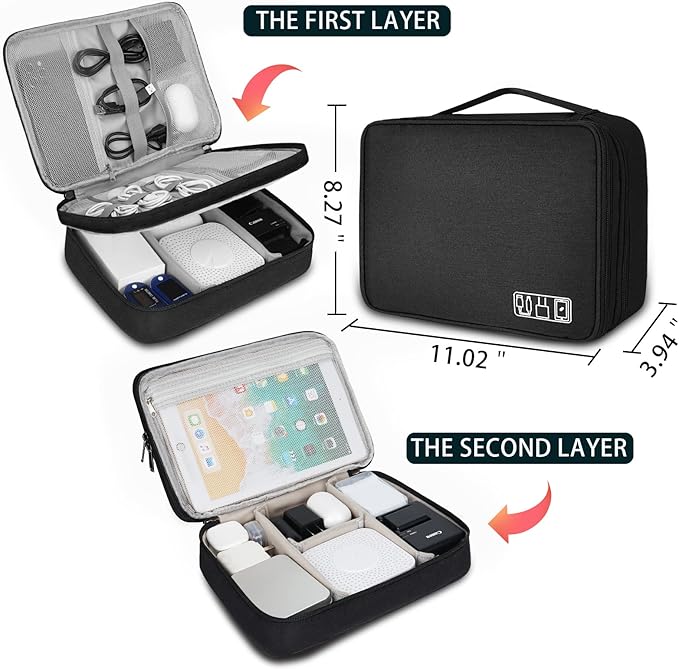 Electronic Organizer Travel Universal Cable Organizer Electronics Accessories Bag for Cable, Charger, Phone, USB, SD Card,1Pack