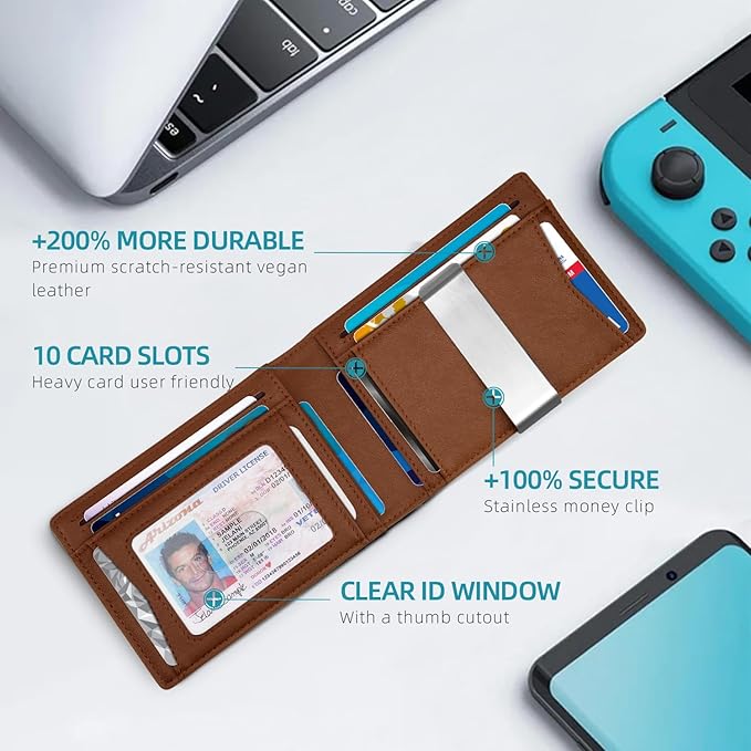 Zitahli Men's Wallets Airtag Holder Slim Rfid Leather with Gift Box