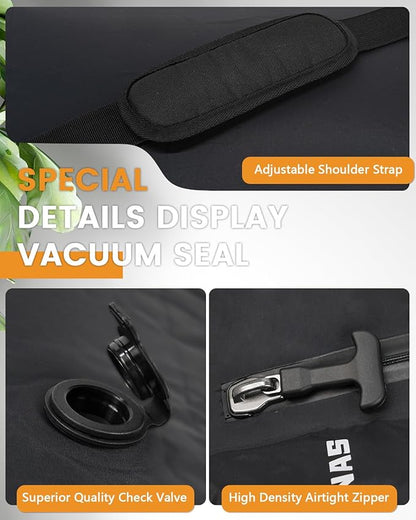 1Pack Vacuum Seal Bags For Clothing Travel With Wireless Pump | Waterproof Reusable Compression Bags with Shoulder Strap for Luggage and Suitcase, Space Saver Vacuum Seal Packing Cubes for Clothes