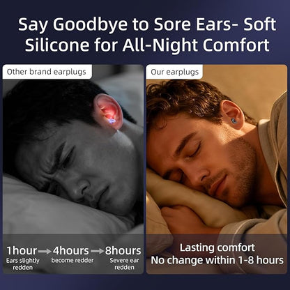 Ultra-Soft Noise Cancelling Ear Plugs, Reusable Silicone for Sleep Concerts Travel Office,33dB (NRR),Ergonomic Integrated Design Fit for Small Ear Canals Noise Sensitivity (Black, 4 Pairs)