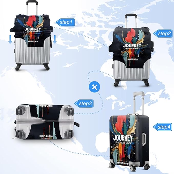 ANNA QUEEN Travel Luggage Cover Suitcase Protector Suitcase Cover Anti-Scratch,Stretchable Bag Cover Washable Durable Polyester