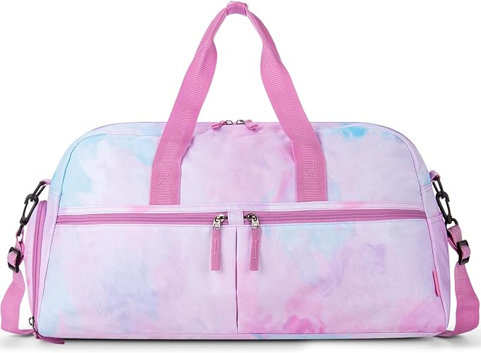 Choco Mocha Girls Duffle Bag for Travel Sports Duffle Bag with Shoe Compartment Gym Duffle Tote Bag Dance Duffle Bags for Teen Girls Pink