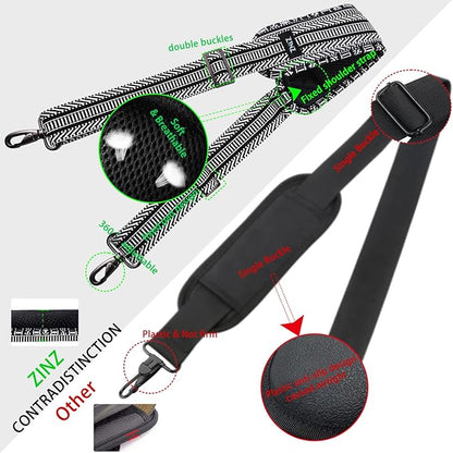Shoulder Strap 78" Universal Handbag Strap with Ultra-thick Fixed Padded and Dual Balanced Adjustable Buckles Shoulder Crossbody Strap for Briefcase Messenger Bag Laptop bag Luggage，BK&White Jacquard