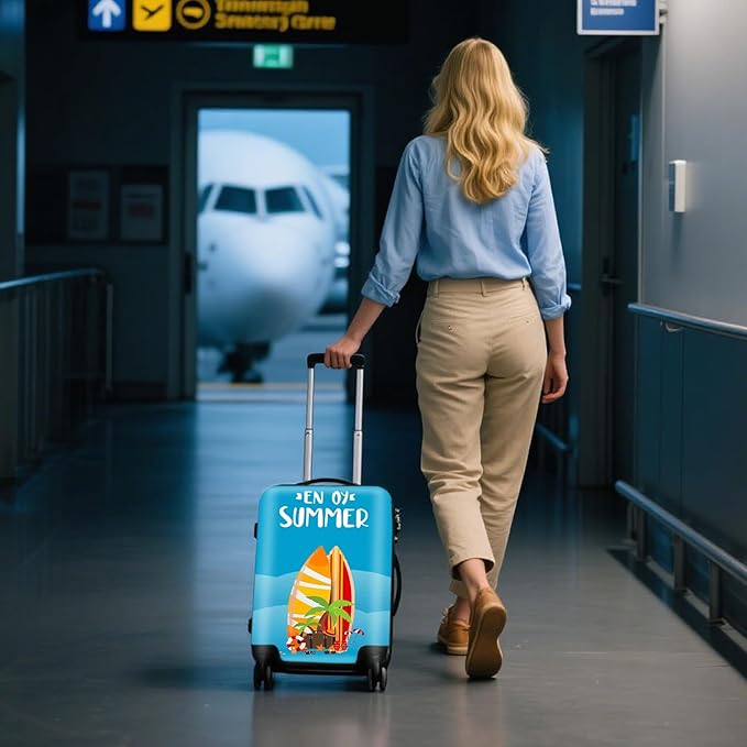 WUJIAONIAO Travel Luggage Cover Baggage Suitcase Cover Protector Skins 18-32 Inch (Beach surfing, S (for 18-20 inch luggage))