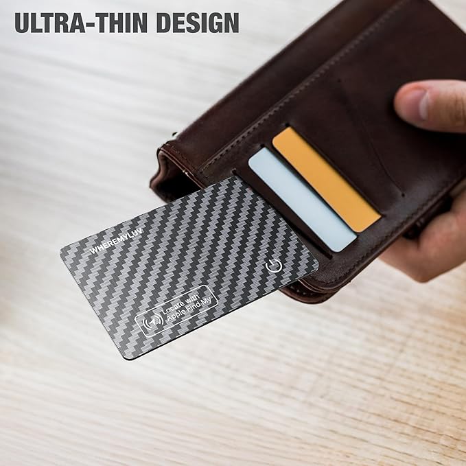 WHEREMYLUV-Item-Finder-for-Wallet, Ultra Thin Bluetooth Tracker Card Compatible with Apple Find My, Rechargeable GPS Locator, IPX8 Waterproof, Slim Smart Card for Men & Women (Black)