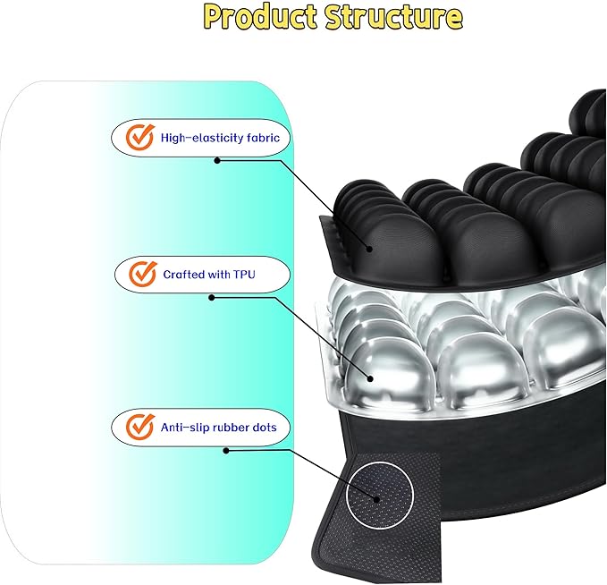 Inflatable Sondure Travel Cushion with Built-in Bump for Airplane Seat, Office Chair and Car Seat Use, Comfortable Buttock Support, Ideal for Long Haul Travel (Dark)