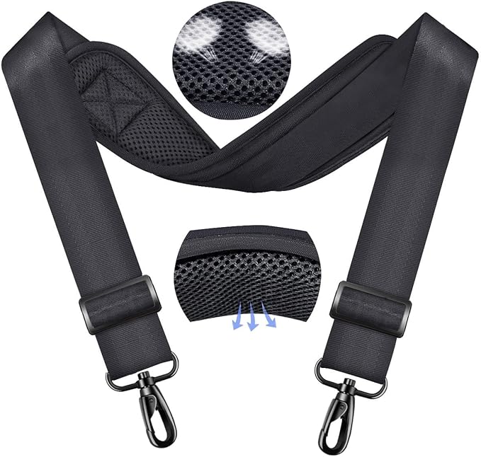 ZINMARK Shoulder Strap 59 inch, Crossbody bag Straps for Duffle, Laptop Bag Messenger Bag Tool Bag Luggage, Soft with Ultra-Thick Fixed Shoulder Pad -Black