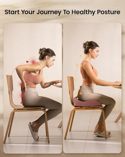 ProtoArc Seat Cushion, Office Chair Cushion for Sciatica, Coccyx Cushion, Ergonomic Memory Foam Seat Cushion for Car, Home, Pressure Relief Pad for Hip, Tailbone, All Day Comfort - Pink