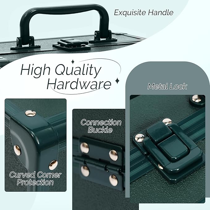 Makeup Train Case 2 Trays Makeup Box Organizer Portable Travel Makeup Case Lockable Makeup Storage Organizer Cosmetic Box for Jewelry Nail Tech Brushes Accessories Tool,Green Pro