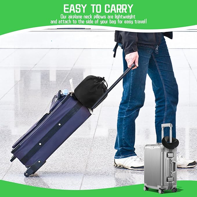 REDOFF®Travel Pillow for Neck Support, Memory Foam Neck Pillow for Airplane, Car, Office - Adjustable Strap with Magic Tape, Breathable & Portable with Storage Bag，It's Good to give Gifts.（Black）