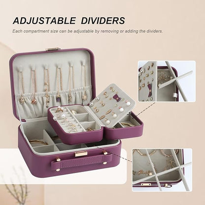 Large Jewelry Case Organizer - Travel Jewelry Box and Portable Case, Burgundy Red