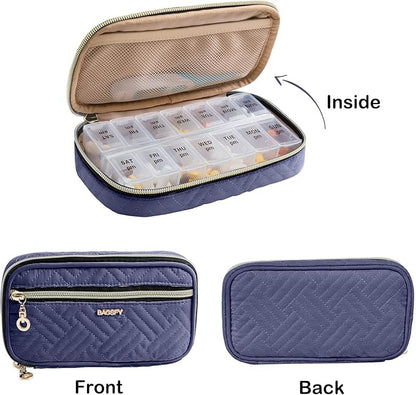 BAGSFY Pill Organizer Case 2 Times a Day- Weekly Medicine Organizer Travel Pill Box with Removable 7 Day Medicine Case Container for Fish Oil, Vitamin, Supplement