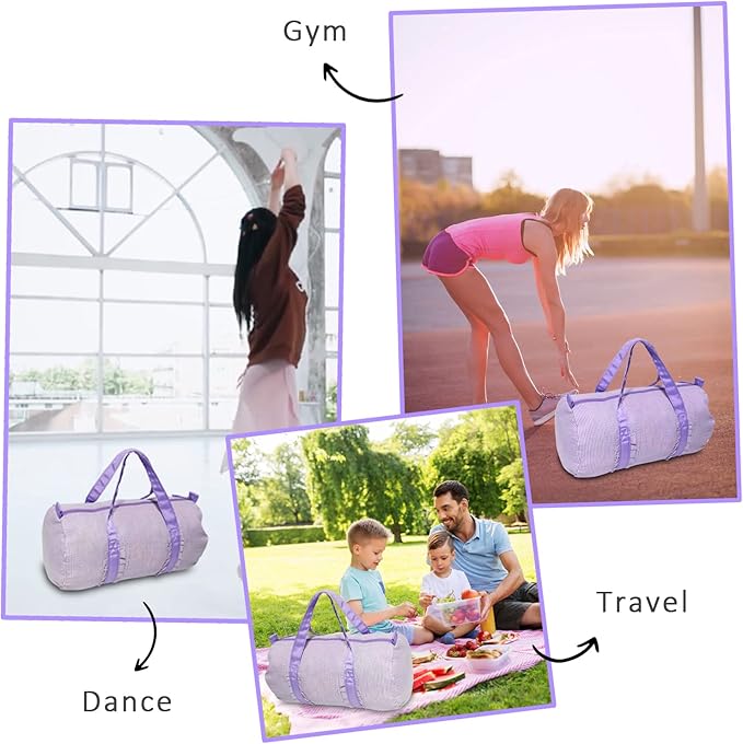 Gabigaba Kids Travel Overnight Bag Seersucker Carry On Lightweight Weekender Duffel Bag for Boys and Girls (Pleated Purple)