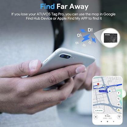ATUVOS Dual System Air Card Tag Pro 2 Pack, Rechargeable Wallet Tracker Work with Android Google Find Hub or iOS Apple Find My APP (Huawei not Supported), Smart Finder Locator for Wallet/Luggage/Bag