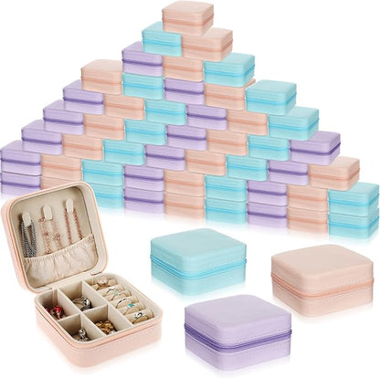Batiyeer 50 Pcs Small Jewelry Travel Case Bulk Mini Jewelry Box Wedding Bridesmaid Proposal Return Gift for Pooja(Pink Purple Blue)