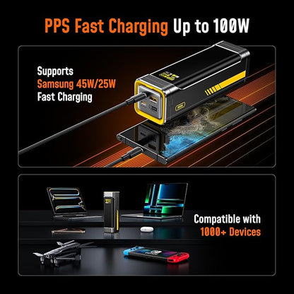 AOHI 240W Laptop Power Bank 27600mAh Portable Fast Charger (99.3wh), Airline-Compliant, 140W PD 3.1 Large Battery Pack The Future Starship for MacBook, iPad iPhone 16 Pro Max,Galaxy,Steam Deck, Grey