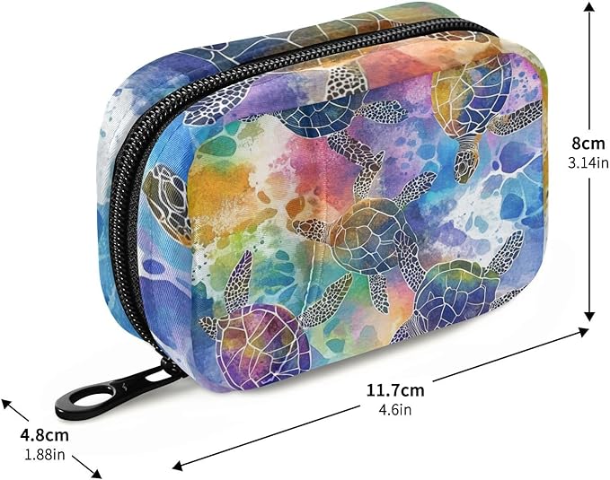 Pill Organizer Box Case Weekly Travel Pill Container Cute Pill Holder 7Day Vitamin Organizer Pill Dispenser Sorter Planner Storage Small Compact Colorful Watercolor Sea Turtles31
