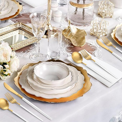 Matte White Gold Silverware Set, 20-Piece Stainless Steel Flatware Set, Satin Finish tableware Cutlery Set, Service for 4, Home and Restaurant, Dishwasher Safe