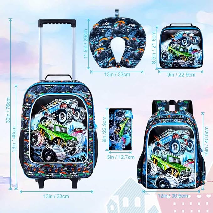 Kids Luggage for Boys and Girls, Cute Dinosaur Unicorn Rolling Wheels Suitcase for Toddler Children