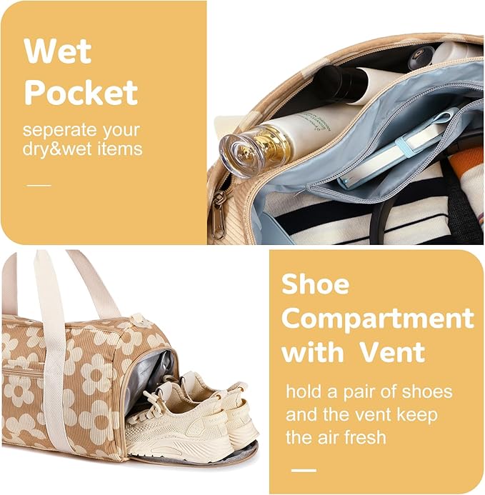 BLUBOON Duffle Bag Girls Kids Cute Gym Bag with Shoes Compartment & Wet Separation Waterproof Sports Overnight Travel Bag