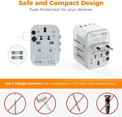 TESSAN Universal Travel Adapter 21W, International Plug Adaptor with 2 USB C Wall Charger 2 USB A Ports, Worldwide Power Outlet Travel Essentials for US to European EU UK AUS (Type C/G/A/I)