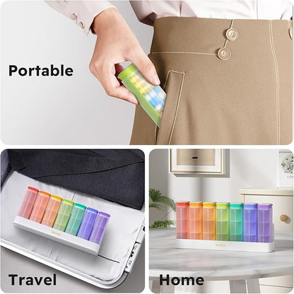 Weekly Pill Organizer 3X a Day, Detachable Pill Box 7 Day, Large 3 Times Daily Pill Case, Travel Pill Container Holder, Week Medication Dispenser Pillbox for Vitamin Supplement Medicine, White