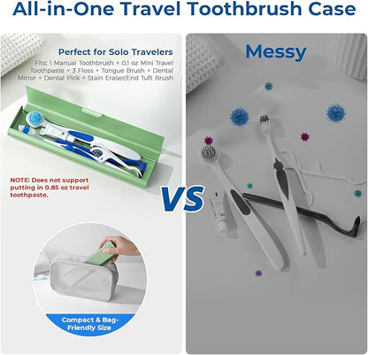 Wider Aluminum Toothbrush Travel Case, Portable Travel Toothbrush Holder, Durable Manual Toothbrush Box Container for Traveling, Bathroom, Camping, Business Trip, Green