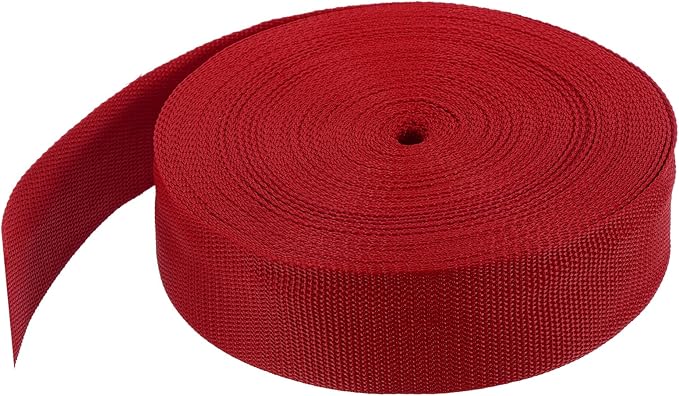 MECCANIXITY Lightweight Polypropylene Webbing Strap 2" 25 Yard Backpack Strapping Band Red for Outdoor Luggage Cargo Straps