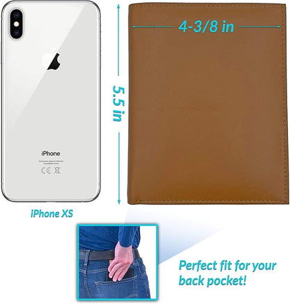 Light Brown RFID Genuine Leather Passport Wallet