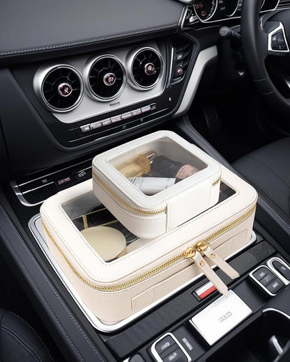 Travel Clear Makeup Bag Set, TSA Approved Cosmetic Bag Case with Zipper Portable Makeup Pouch Toiletry Bag Women Traveling Cosmetic Organizer Storage Bag Car Organizer Car Essentials for Women